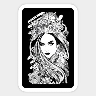 beautiful girl tribal floral hippie chick stoner witch Sticker